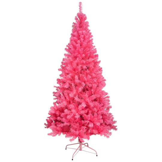 Artificial Tinsel Christmas Tree - 7' - Pink - Unlit